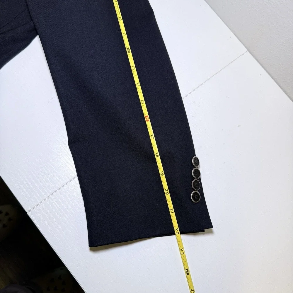 Vintage Oscar De La Renta Navy Double Breasted Blazer Brass Buttons Men's Sz 42S